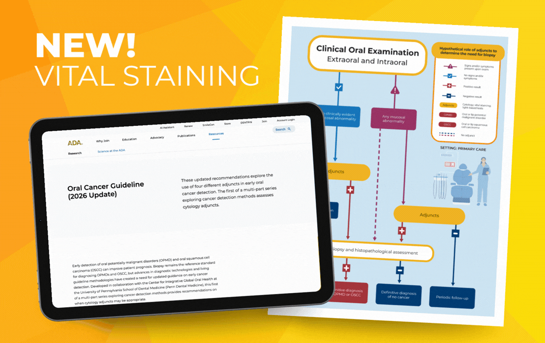 New Vital Staining shown on tablet and fact sheet