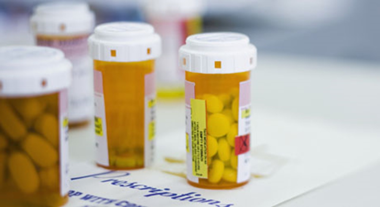 Prescription pill bottles.