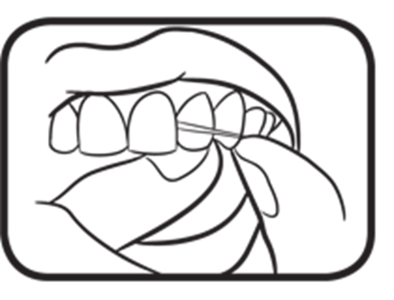 An illustration depicting step 4 of flossing teeth.