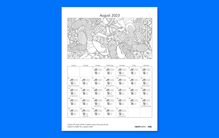 Brushing Calendar August 2023