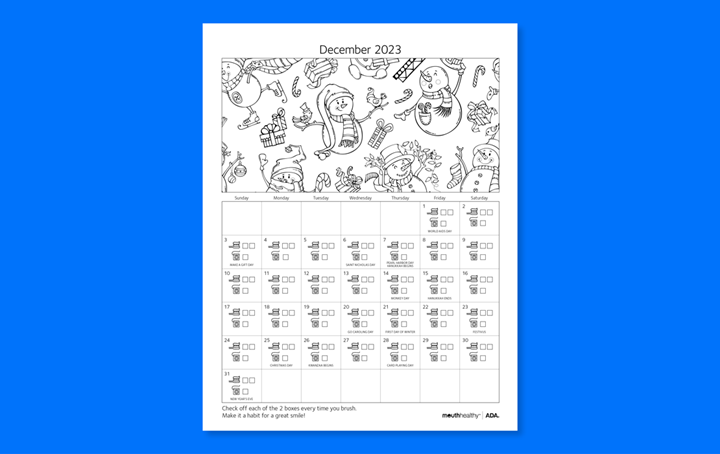 Brushing Calendar December 2023