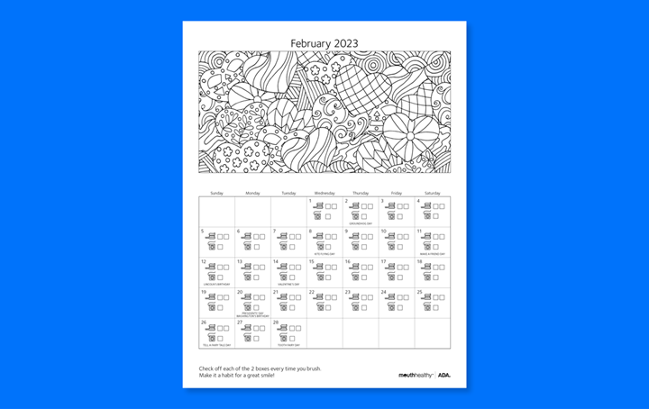 Brushing Calendar February 2023