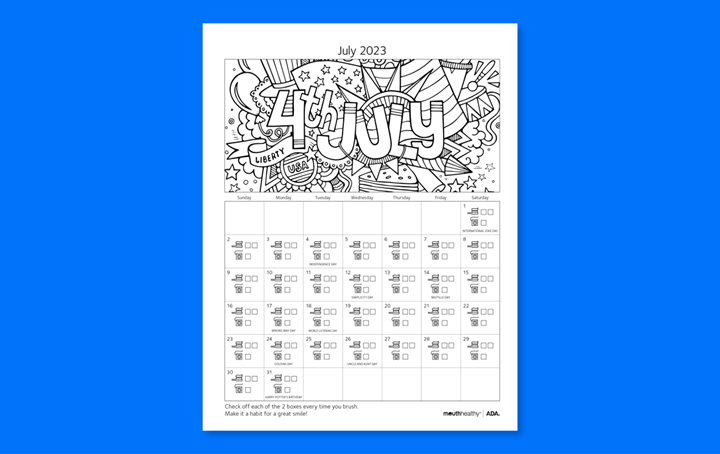 Brushing Calendar July 2023