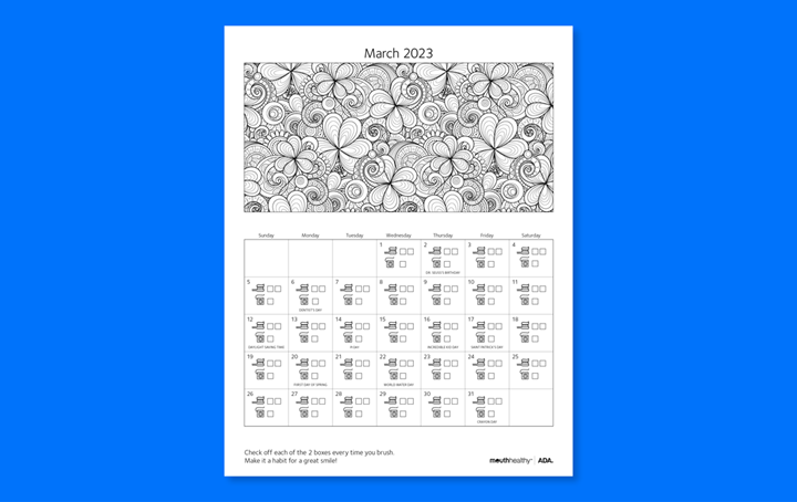 Brushing Calendar March 2023