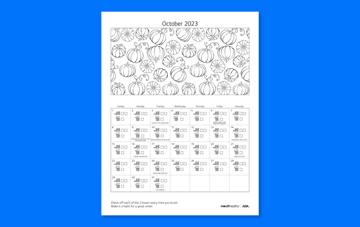 Brushing Calendar October 2023