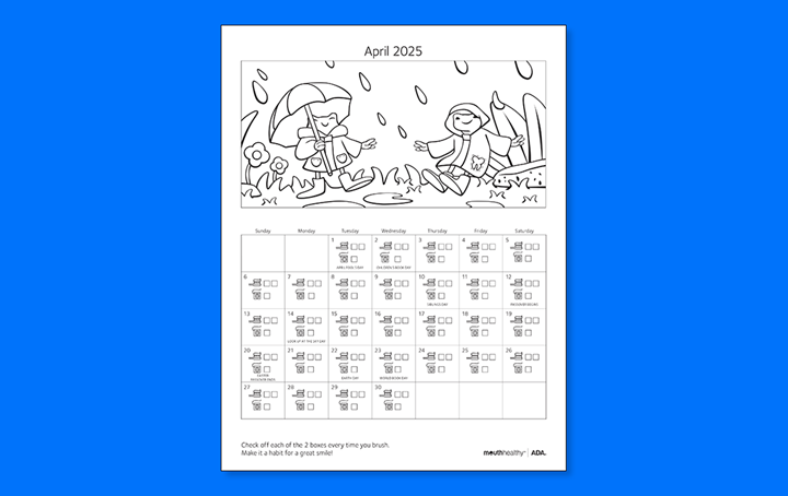 ADA Brush Floss Calendar 2025 April