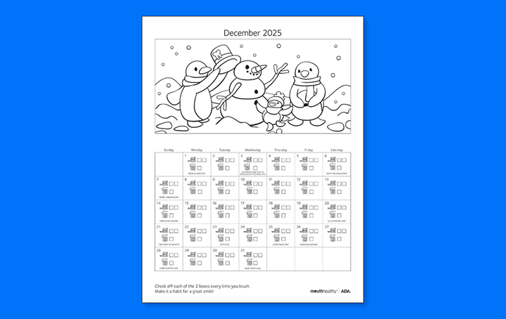 ADA Brush Floss Calendar 2025 December