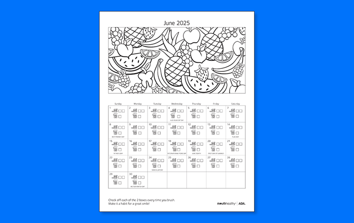 ADA Brush Floss Calendar 2025 June
