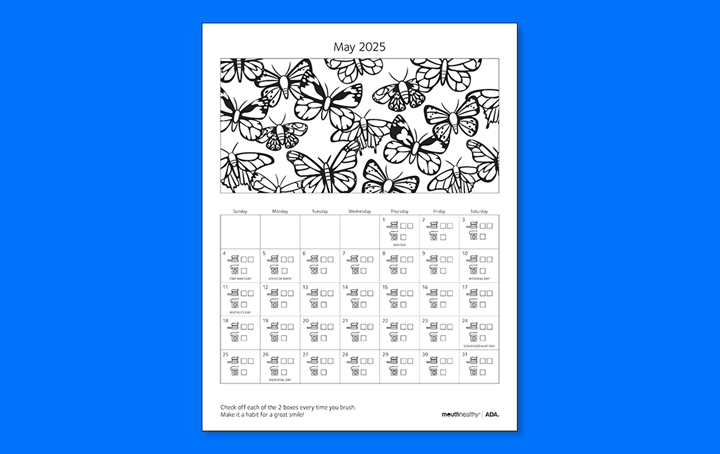 ADA Brush Floss Calendar 2025 May
