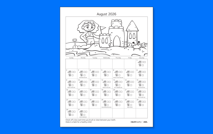 August brushing calendar
