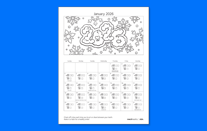 January brushing calendar