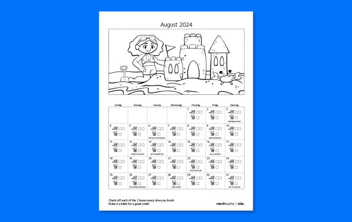 August brushing calendar
