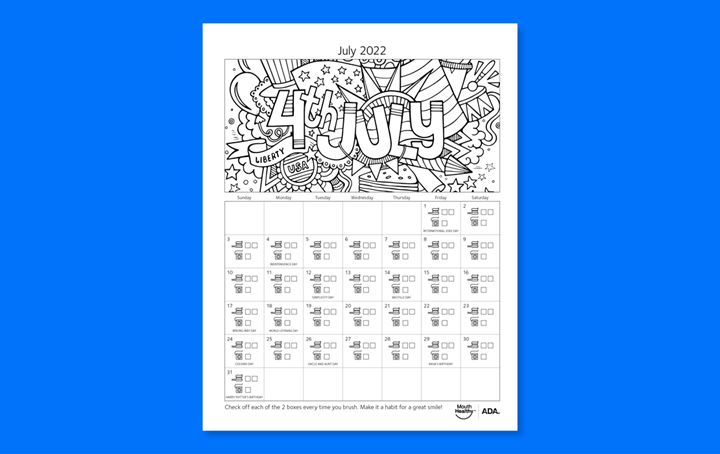 Brushing Calendar July 2022