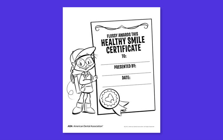 Drawing of healthy smile certificate