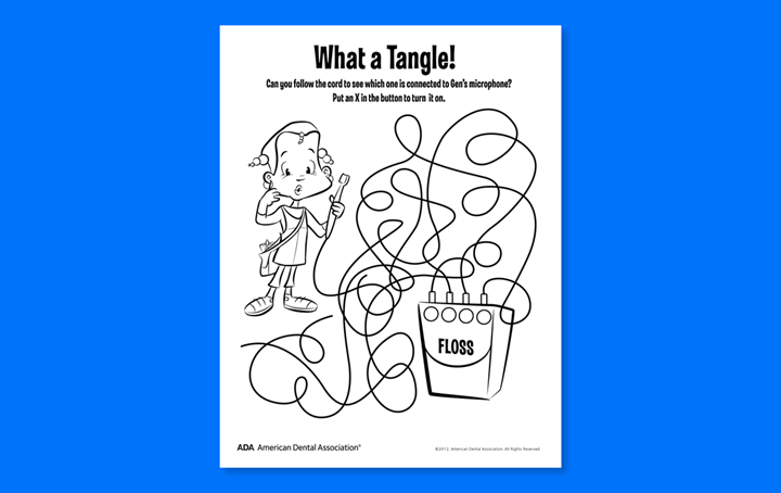 Dental floss tangle maze