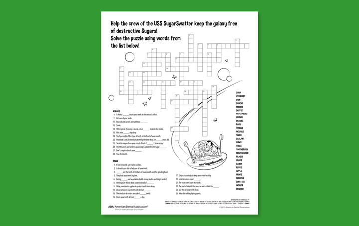 Sugar Wars crossword puzzle for older kids