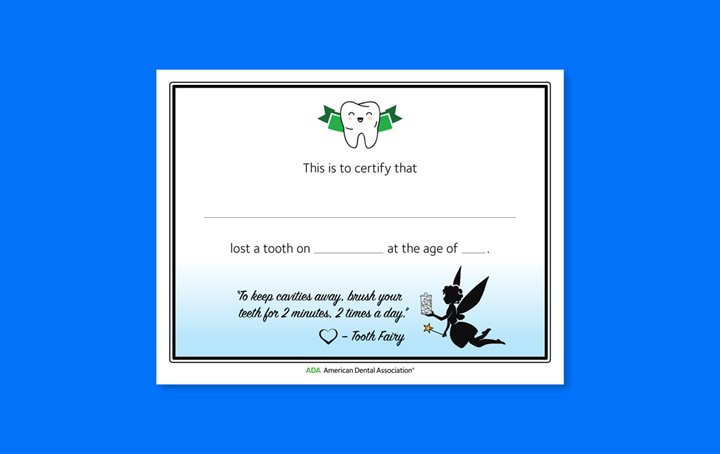 ADA Tooth Fairy Certificate