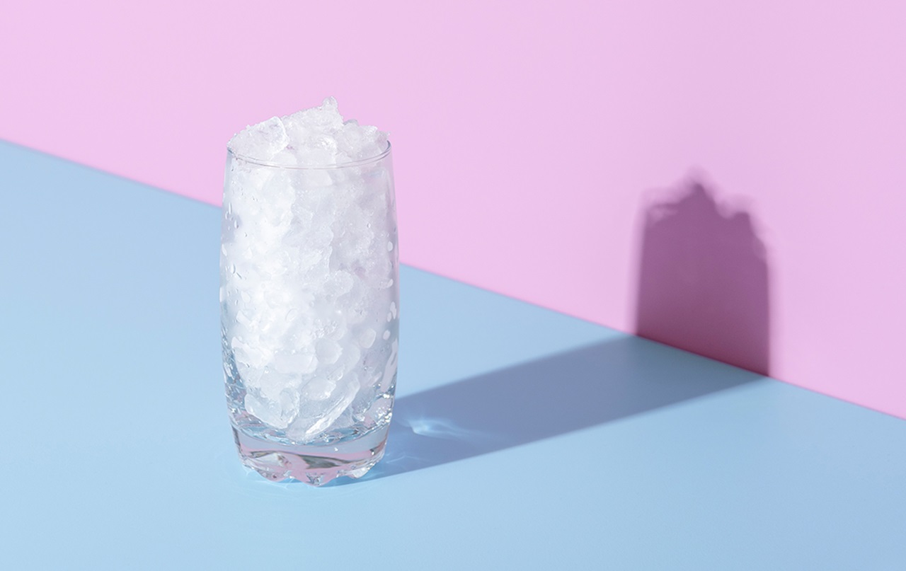 Mouth Healthy glass of crushed ice