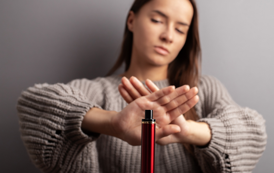 Person saying no to drugs