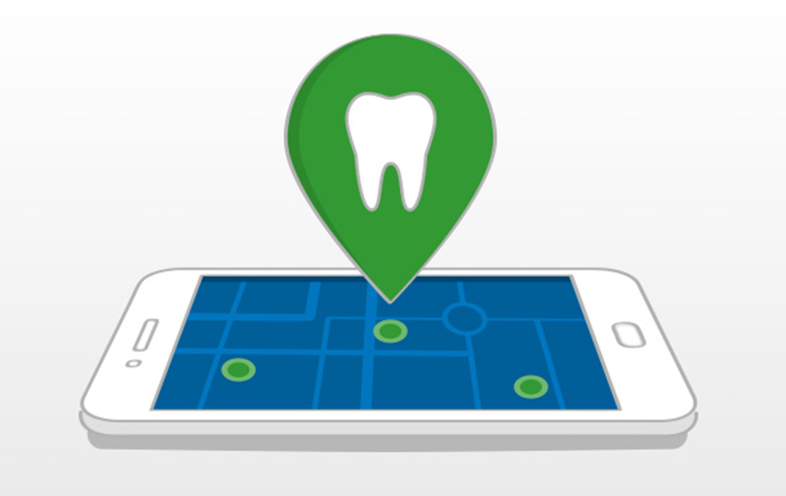 Pinpoint with tooth on top of a mobile phone
