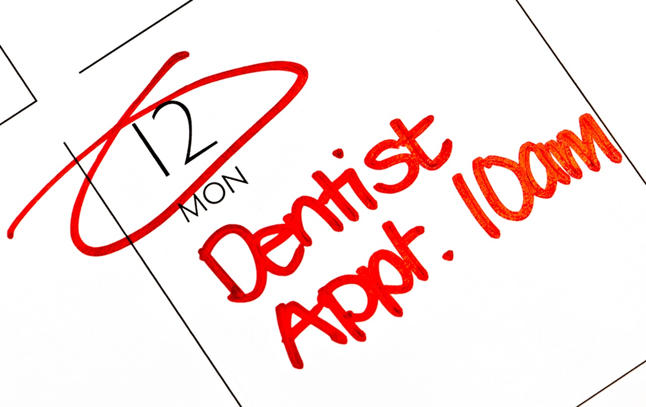 Close up of calendar for Monday 12th Dentist Appt 10am