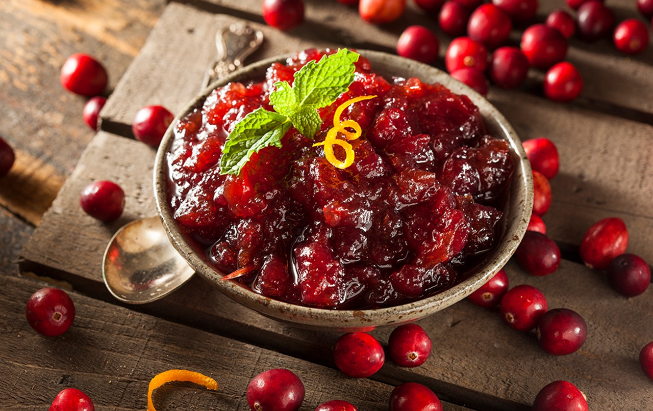 A photograph of cranberry sauce.
